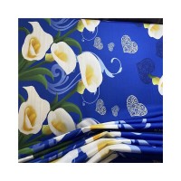 navy lily flowers  patterns fabrics 250cm width 100% polyester woven fabric disperse print